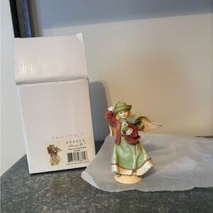 Angels January Figurine with Green and Red Details
